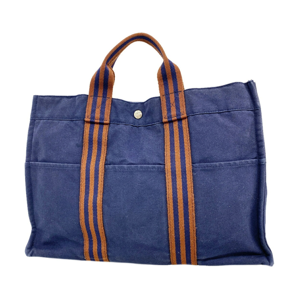 Hermes Fourre-Tout MM Canvas Tote Bag, Navy, Men's & Women's